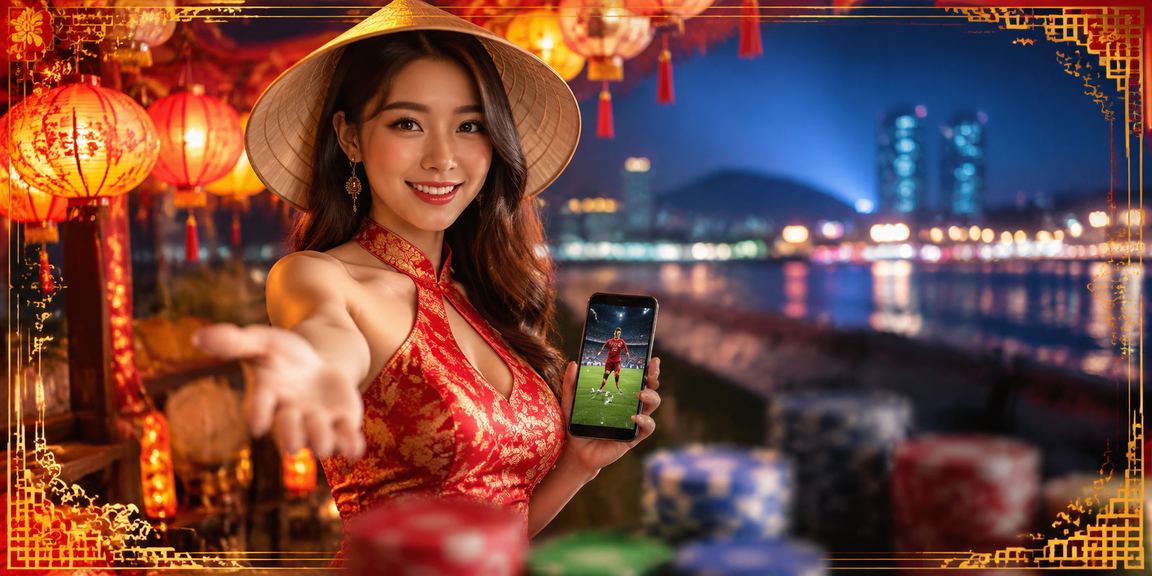Người dùng tại Vũng Tàu xem cá cược thể thao qua điện thoại ở chợ đêm sôi động